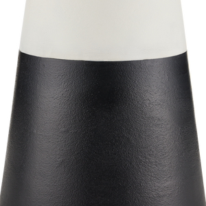 Tondo Modern Black & White Accent Table with Glass Top - Stylish Cast Aluminum Design for Any Space