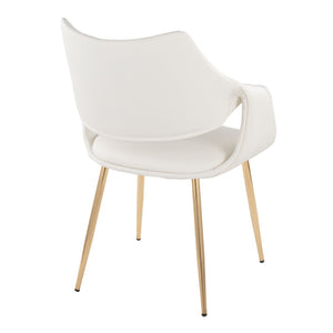 English Elm Chair Set of 2 White Faux Leather Seats with Angular Black Metal Legs Modern Dining B202P471313