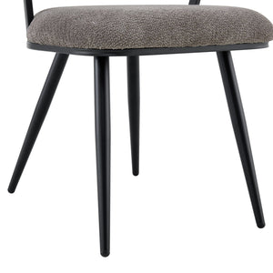 English Elm Set of 2 Chenille Tufted Dining Chairs with Metal Legs Modern Kitchen Seating Black,Gray W3875P370854