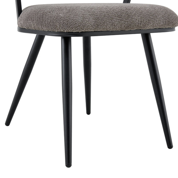 English Elm Set of 2 Chenille Tufted Dining Chairs with Metal Legs Modern Kitchen Seating Black,Gray W3875P370854