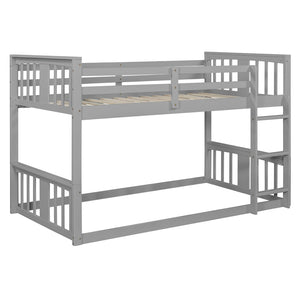 English Elm Twin Over Bunk Bed Solid Pine Frame Gray Finish with Guardrail for Kids N708P429640E
