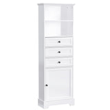 English Elm White Tall Storage Cabinet With 3 Drawers and Adjustable Shelves For Bathroom, Study, Office and Interior, Mdf Board With Painted Finish (Old Sku:Wf298151Aak)