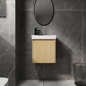 English Elm 20" Wall-Mounted Bathroom Vanity With Ceramic Sink - Stylish Oak Finish, Compact Storage Solution W1972P196394