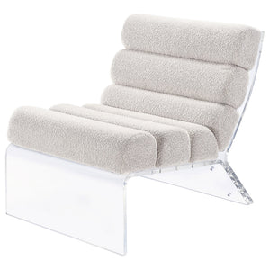 English Elm Freeman Bouclé Upholstered Armless Acrylic Chair with Channel-Tufted Comfort and Clear Modern Frame Ivory B062P299961