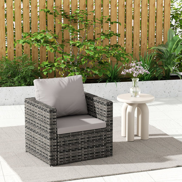 English Elm Outdoor Modular Wicker Sectional Patio Sofa Set for 2 Durable PE Rattan Steel Frame Comfortable Seating Light Gray W874S00074