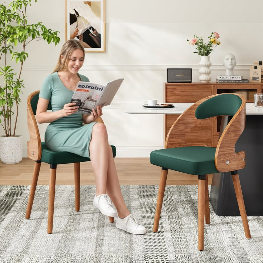 English Elm Swivel Counter Stools Set of 2 Rattan Back Pu Seat Mid Century Wood Frame Kitchen Dark Green T3623P433630