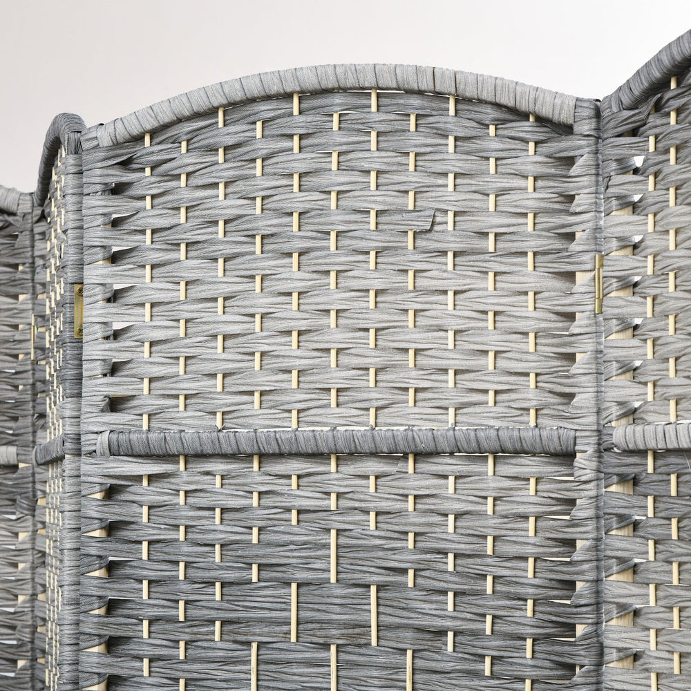 English Elm Homcom 4 Panel Folding Privacy Screen, Hand-Woven Wood Room Divider For Stylish Home Office & Bedroom W2225P217941