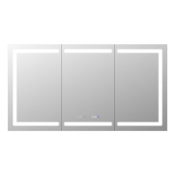 English Elm Smart Led Mirror Cabinet with Anti-fog Dimming Gfci Outlet Bathroom Storage W637P252345