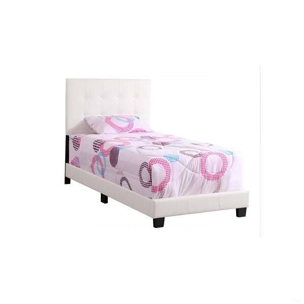 English Elm Caldwell Queen Bed with Button Tufted Faux Leather Headboard, Modern Upholstered Frame, 82"D White 5.5 L x 44 W x 25 H B078107973