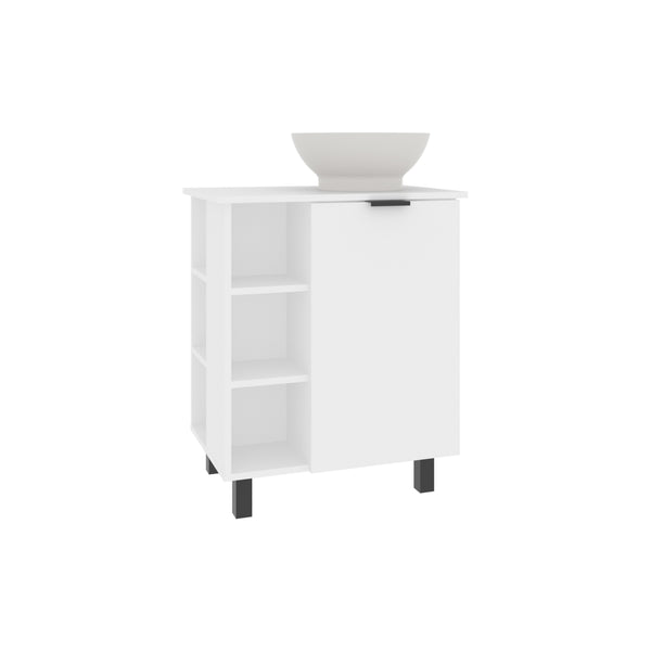 English Elm Allegra Modern Vessel Sink Vanity Wall-Mount with Single Door, Open Shelf Storage, White Finish B200P335304