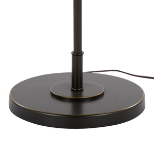 English Elm Puck 63" Contemporary Metal Floor Lamp – Oil Rubbed Bronze Arched Neck, Beige Linen Shade, Modern Ambient Lighting B202P223991