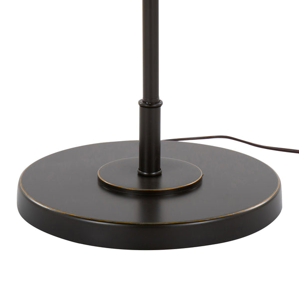 English Elm Puck 63" Contemporary Metal Floor Lamp – Oil Rubbed Bronze Arched Neck, Beige Linen Shade, Modern Ambient Lighting B202P223991