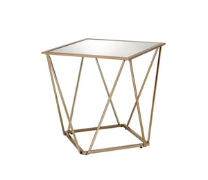 English Elm Fogya Square Mirrored End Table with Champagne Gold Metal Base for Glam Interiors B2726P457135