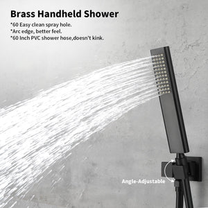 English Elm Male Npt Bathtub Shower Faucet Set - Matte Black Rain Shower & Waterfall Tub Filler For Modern Elegance T3177P277451