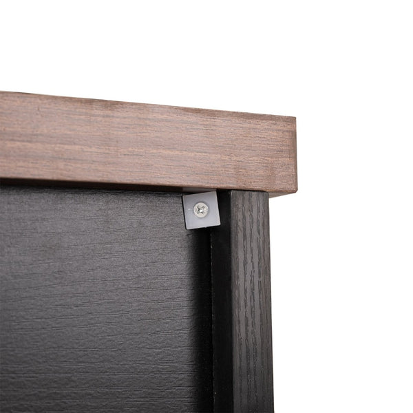 English Elm 63" Fluted Mdf Sideboard with Wood Tone Top Four Doors Three Drawers Dining Storage Black W2917S00012