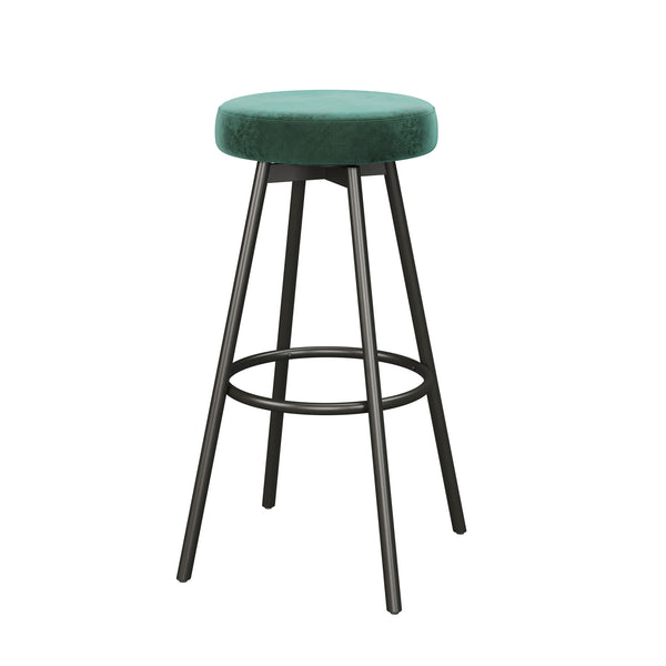 English Elm Walker Edison - Modern Modern Glam Upholstered Faux Velvet Bar Stool Set of 2 in Emerald – Ultra-Soft Foam Cushion, Steel Frame, Quick Assembly, Scratch-Resistant Glides B185P168961