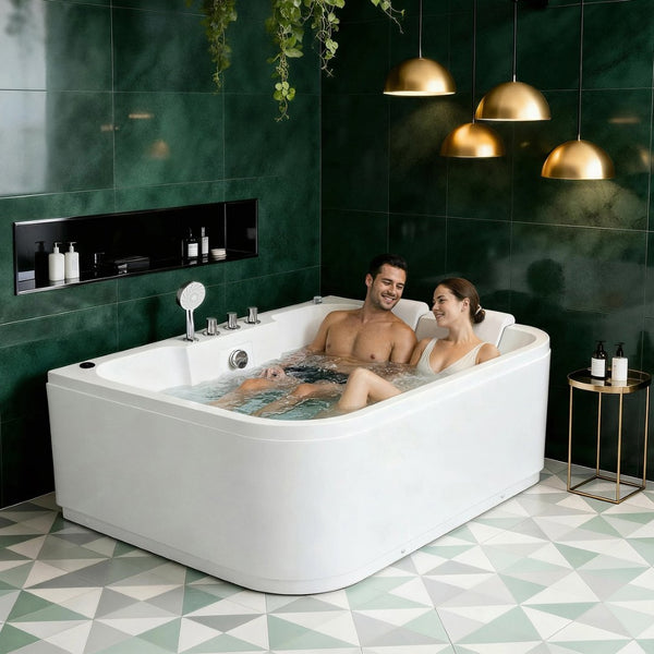 English Elm Korra Freestanding Acrylic Whirlpool Tub with 16 Jets Heater and Led Spa Lighting W5619P452427
