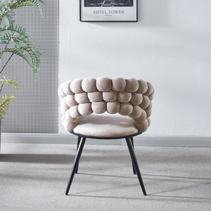 English Elm white Modern Chair (Set of 2) Beige/Black Fabric Upholstered with Golden Iron Legs — Stylish Durable Comfort for Dining, Office, Cafe W234P190478