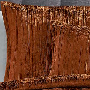 English Elm Turin Luxe 7-Piece Comforter Set King with Crinkle Velvet Texture, Bed Skirt, Shams & Pillows Spice B340P341996