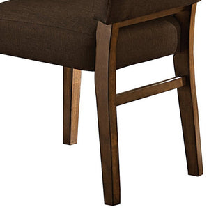 English Elm Wood Frame Upholstered Dining Chairs with Walnut Finish Padded Seats Set of 2 B056P412645