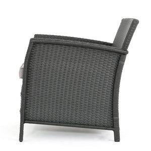 English Elm Christopher Knight Home® - ST LUCIA CHAIR Stylish PE Rattan Patio Seat with Iron Frame, Waterproof Fabric, Compact 28.25x25.5x17 Grey 54676.00GRY