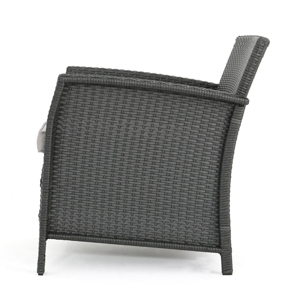 English Elm Christopher Knight Home® - ST LUCIA CHAIR Stylish PE Rattan Patio Seat with Iron Frame, Waterproof Fabric, Compact 28.25x25.5x17 Grey 54676.00GRY