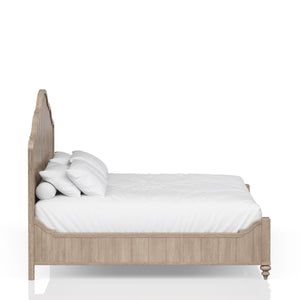 English Elm King Panel Bed with Elegant Transitional Styling, Solid Wood & MDF Frame, Centerpiece Bedroom Focal Point Sand 84.75 L x 21 W x 6 H B2699S00015