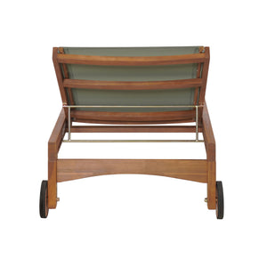 English Elm Christopher Knight Home® - OUTDOOR Chaise Lounge with Acacia Wood Frame and Breathable Mesh Seating for Durable Outdoor Comfort Green,Natural 63.5 L x 31.25 W x 6 H N776P286344G