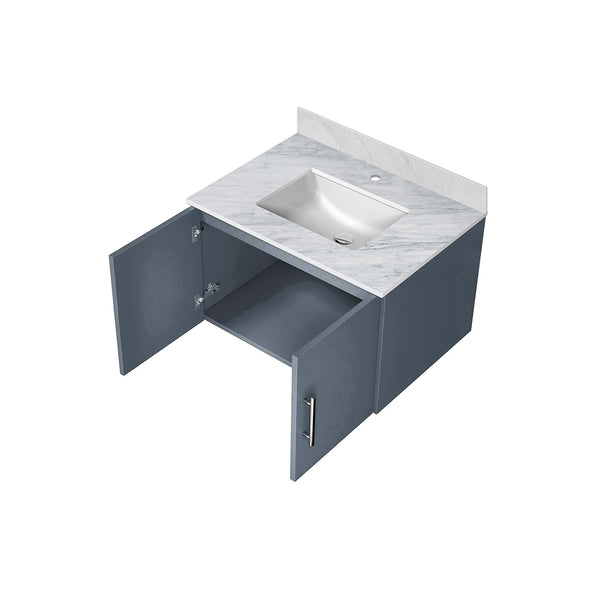 English Elm Dark Grey Solid Wood Bath Vanity 30"W x 22"D with Carrara Marble Top, Soft-Close Drawer & Scratch-Resist Countertop B2731P258467