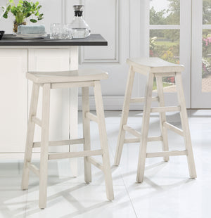 OSP Home Furnishings Tulsa 29" Saddle Stool - Set of 2 Off White