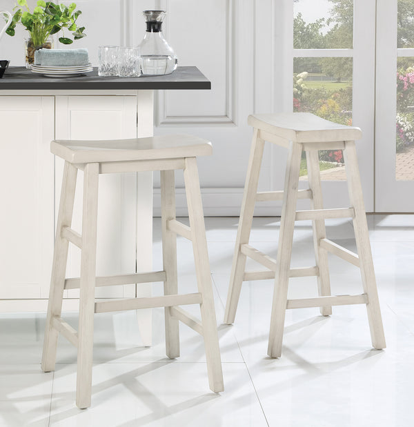 OSP Home Furnishings Tulsa 29" Saddle Stool - Set of 2 Off White
