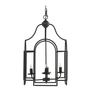English Elm 17.3x17.3x28.7" Malin 4-light Iron Chandelier Satin Black Finish for Foyer or Dining W2078P411231