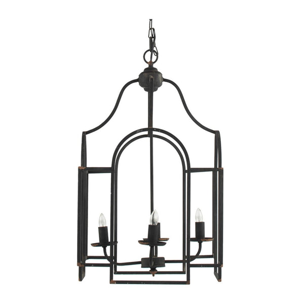 English Elm 17.3x17.3x28.7" Malin 4-light Iron Chandelier Satin Black Finish for Foyer or Dining W2078P411231