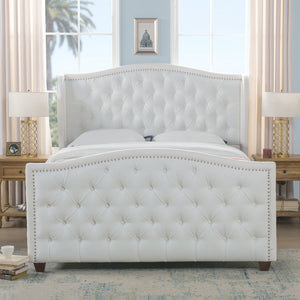 English Elm Jennifer Taylor Home - Marcella Upholstered Shelter Headboard Bed Set - Luxurious Queen Size In Bright White For Elegant Bedrooms B2719P238220