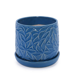 English Elm Set Of 2 Ceramic Flowerpots - 7" Stylish Navy Planters For Modern Home, Garden & Patio Décor W3273P322544-GIGA