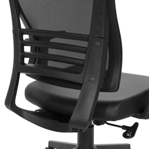 OSP Home Furnishings Vertical Mesh Back Ergonomic Office Chair with Lumbar Support and Faux Leather Seat EM60930-U6