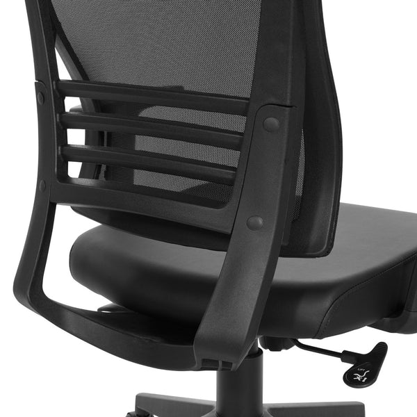 OSP Home Furnishings Vertical Mesh Back Ergonomic Office Chair with Lumbar Support and Faux Leather Seat EM60930-U6