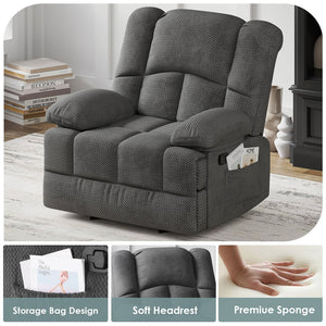 English Elm Oversized Rocking Rocker Recliner Chair with Ergonomic Support, Quick Tool-Free Assembly, Plush Comfort Grey T3623P379954
