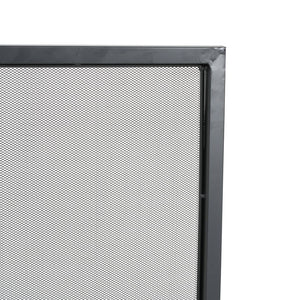 English Elm Regina Single Panel Iron Fireplace Screen Fine Mesh Hearth Guard in Matte Black N775P386918B