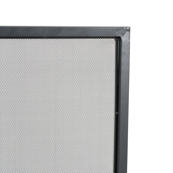 English Elm Regina Single Panel Iron Fireplace Screen Fine Mesh Hearth Guard in Matte Black N775P386918B