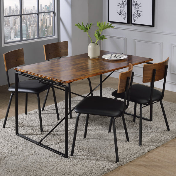 English Elm Oak Dining Table With Black Metal Sled Base - Stylish, Durable, And Perfect For Modern Spaces! B062P209311