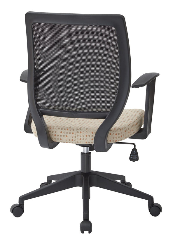 OSP Home Furnishings Screen Back Mesh Task Chair with Lumbar Support and T Arms for Home Office Use Luna EM51022N-K100