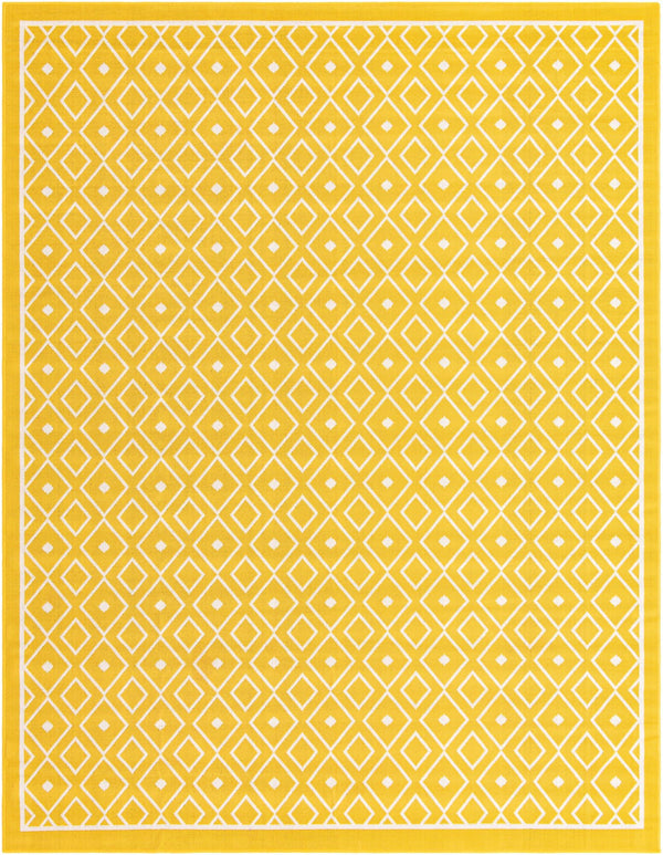 Unique Loom Outdoor Trellis Kafes Machine Made Geometric Rug Yellow, Ivory 7' 10" x 10' 0"