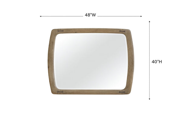 English Elm English Knotty Oak Frame Wall Mirror with Bowtie Inlays for Rustic Farmhouse Decor B2699P437954
