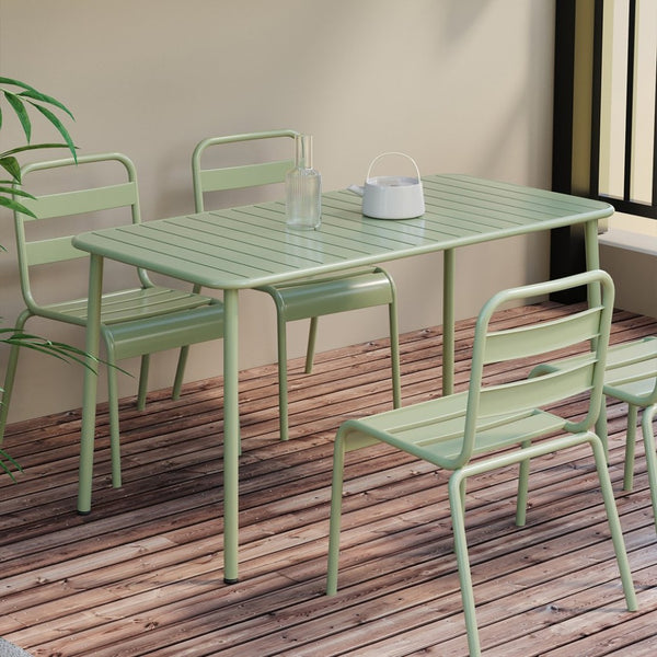 English Elm Sella Long Table In Frosty Green - Compact Outdoor Dining & Leisure Table For Balconies & Patios W3318P308295-GIGA
