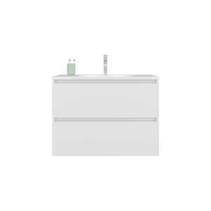 English Elm Bathroom Vanity Modern 2-Drawer White - Compact Engineered Wood Cabinet with Sleek Minimalist Storage Appeal B097P369438