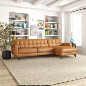 English Elm Ashcroft Furniture - Allison Right-Facing Tan Leather Sectional Sofa - Mid-Century Modern Comfort For Stylish Living Rooms B183S00120
