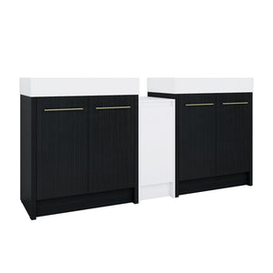 English Elm 72 Inch Freestanding Bathroom Vanity Set With Resin Sink, Storage Cabinets & Soft-Close Doors W999S00300