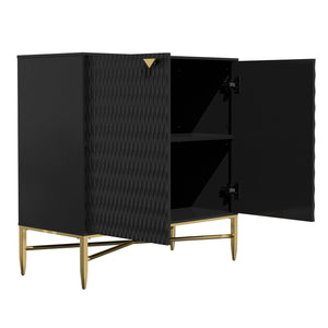 English Elm Modern Tapered Leg 7-Drawer Freestanding Cabinet with Gold Pulls and Heavy-Duty 120lb Drawers for Storage Black 36.8 L x 18.5 W x 8.85 H T3609P352397