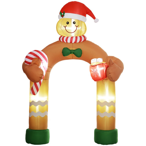 English Elm Outsunny 9.2' Inflatable Gingerbread Man Arch With Led Lights - Whimsical Outdoor Christmas Decor W2225P249973-GIGA